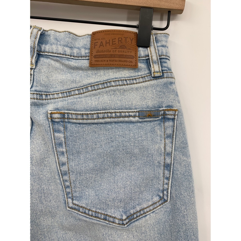 Faherty Jeans Womens 27 Blue Organic Cotton Light Wash Barrel Leg